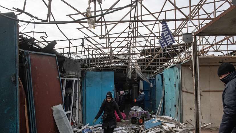 Aftermath of recent shelling in Donetsk