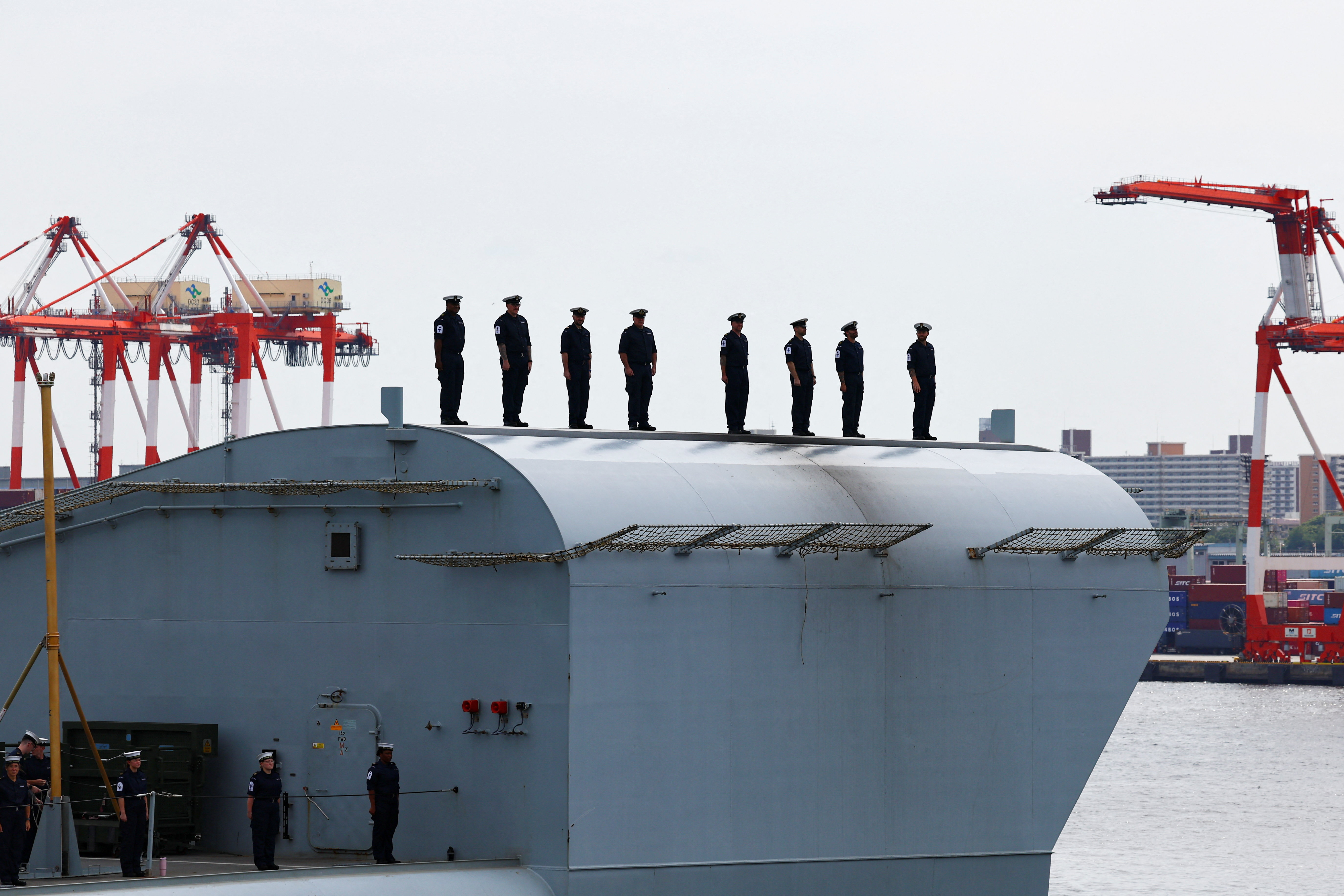 Britain's HMS Prince of Wales aircraft carrier arrives at Tokyo International Cruise Terminal