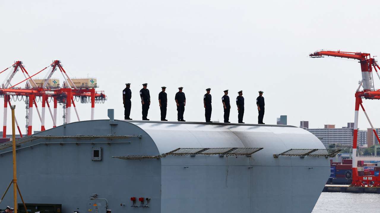 Britain's HMS Prince of Wales aircraft carrier arrives at Tokyo International Cruise Terminal
