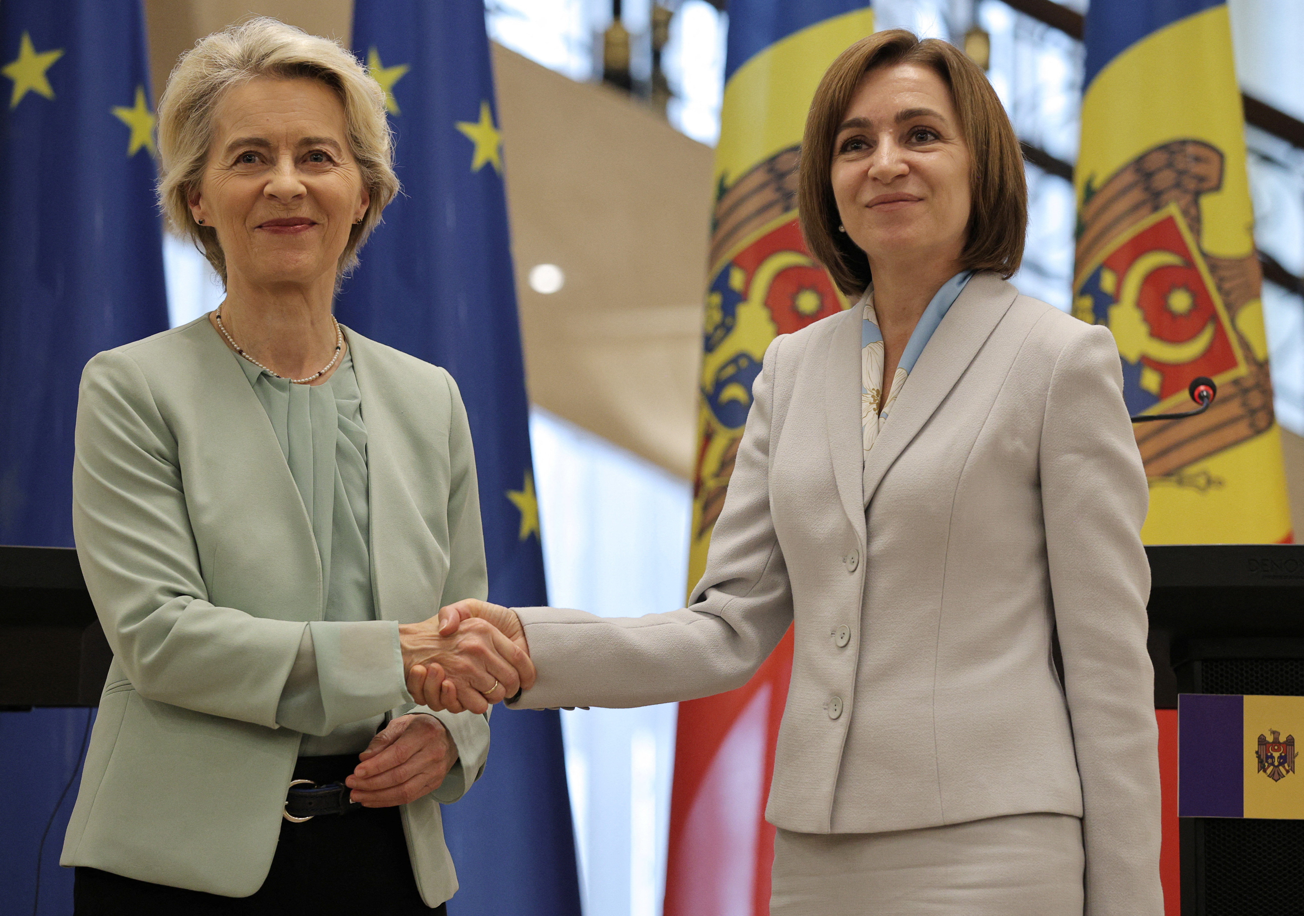 Moldovan President Maia Sandu meets with European Commission president Ursula von der Leyen in Chisinau