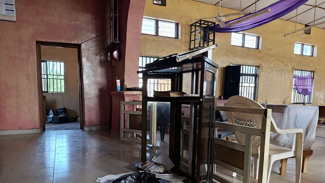 An interior view of the Christ Apostolic Church in the town of Eruku in central Nigeria's Kwara state