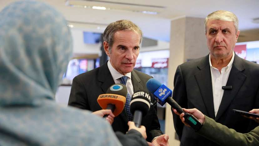 International Atomic Energy Agency (IAEA) Director General Rafael Grossi speaks to the media, in Tehran