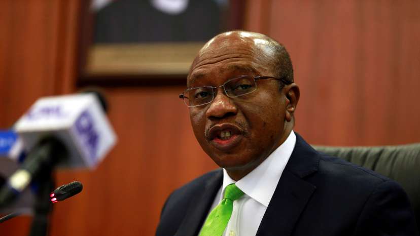 Nigeria's Central Bank Governor Godwin Emefiele briefis the media during the MPC meeting in Abuja