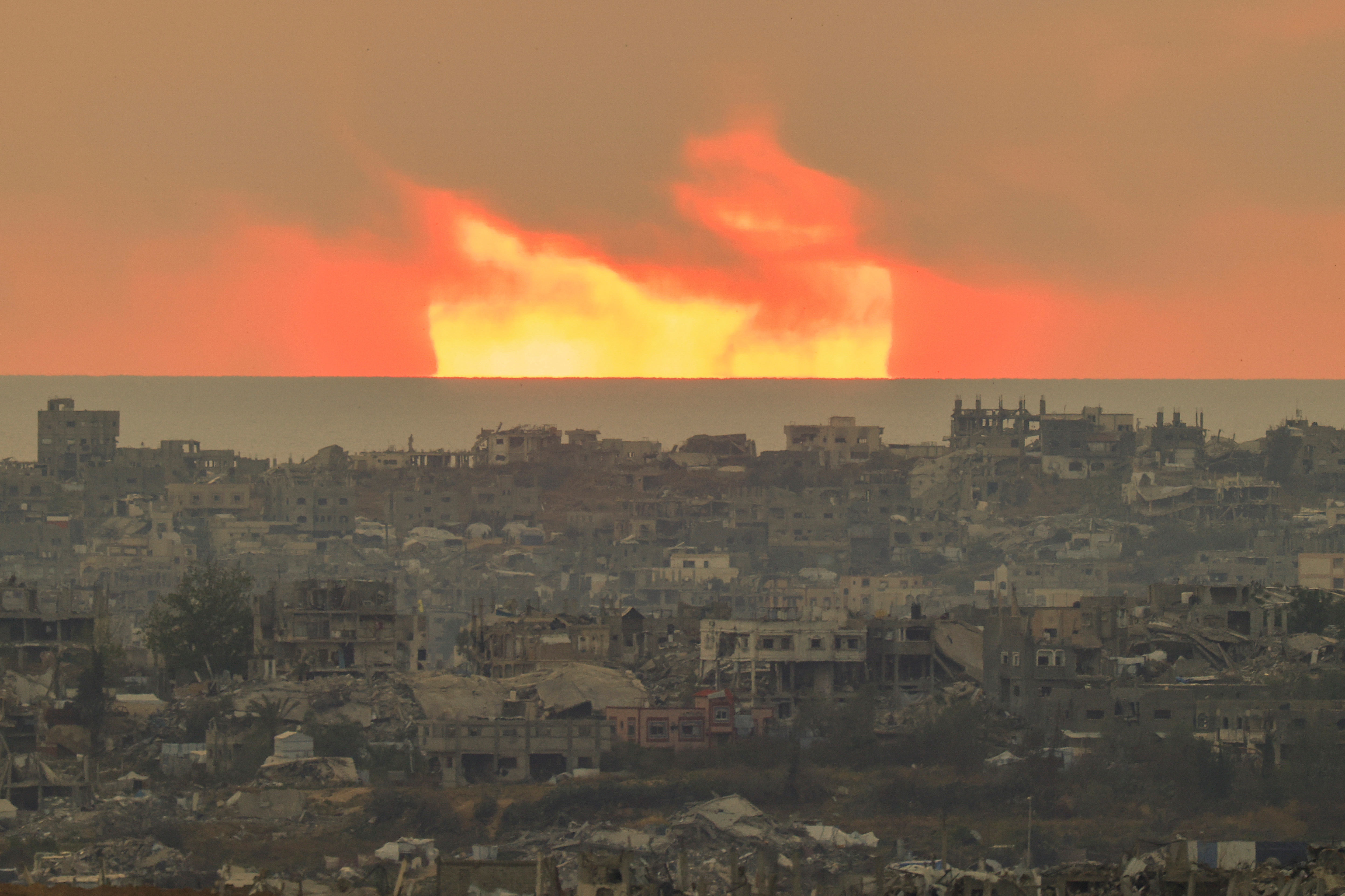 The sun sets over the northern Gaza Strip