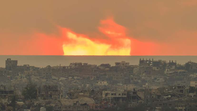 The sun sets over the northern Gaza Strip