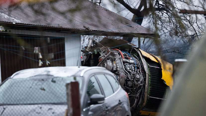 DHL cargo plane crash site near Vilnius international airport