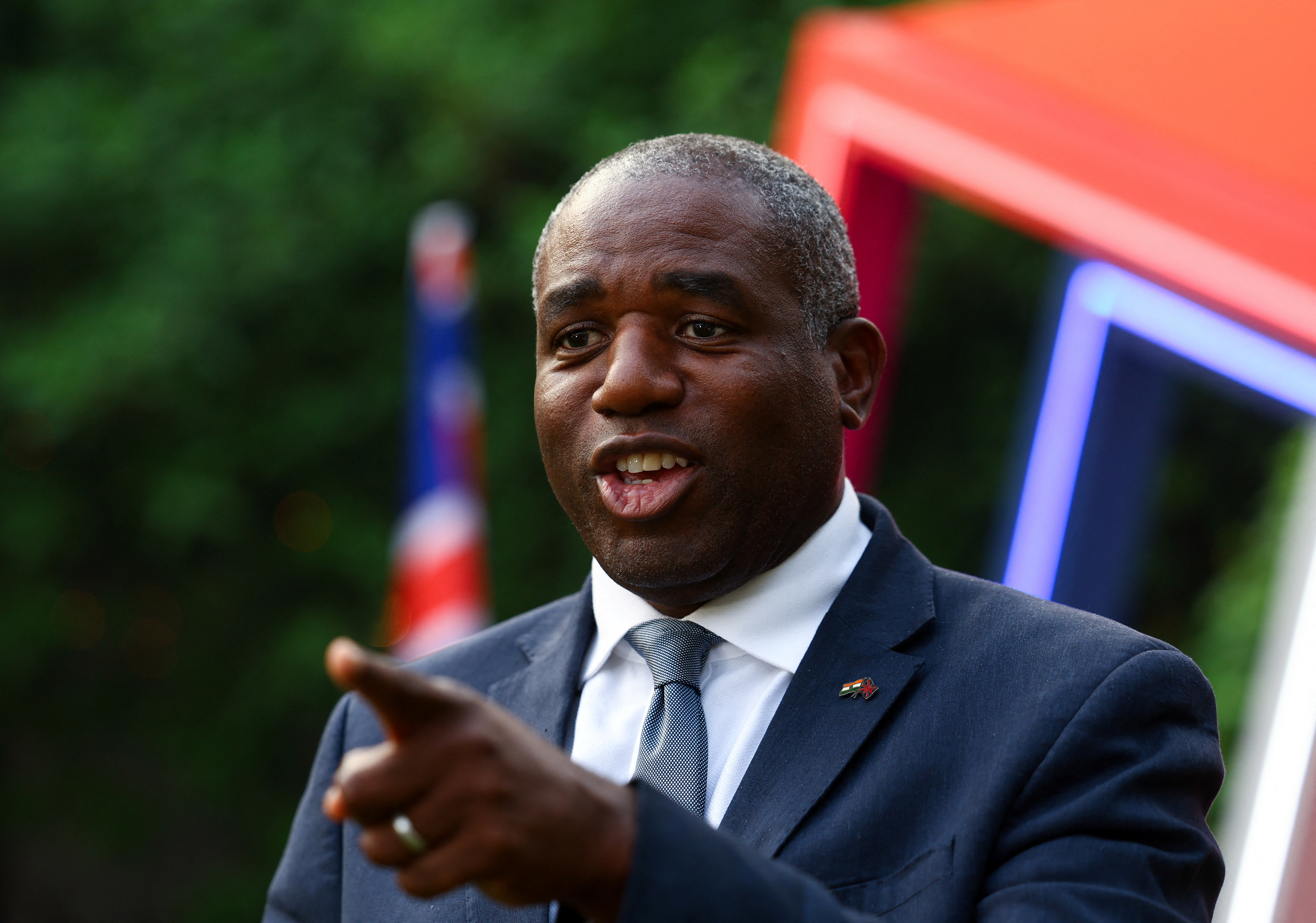 British Foreign Secretary David Lammy attends an interview with Reuters, in New Delhi