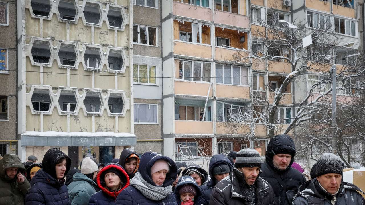 Aftermath of a Russian drone attack in Kyiv