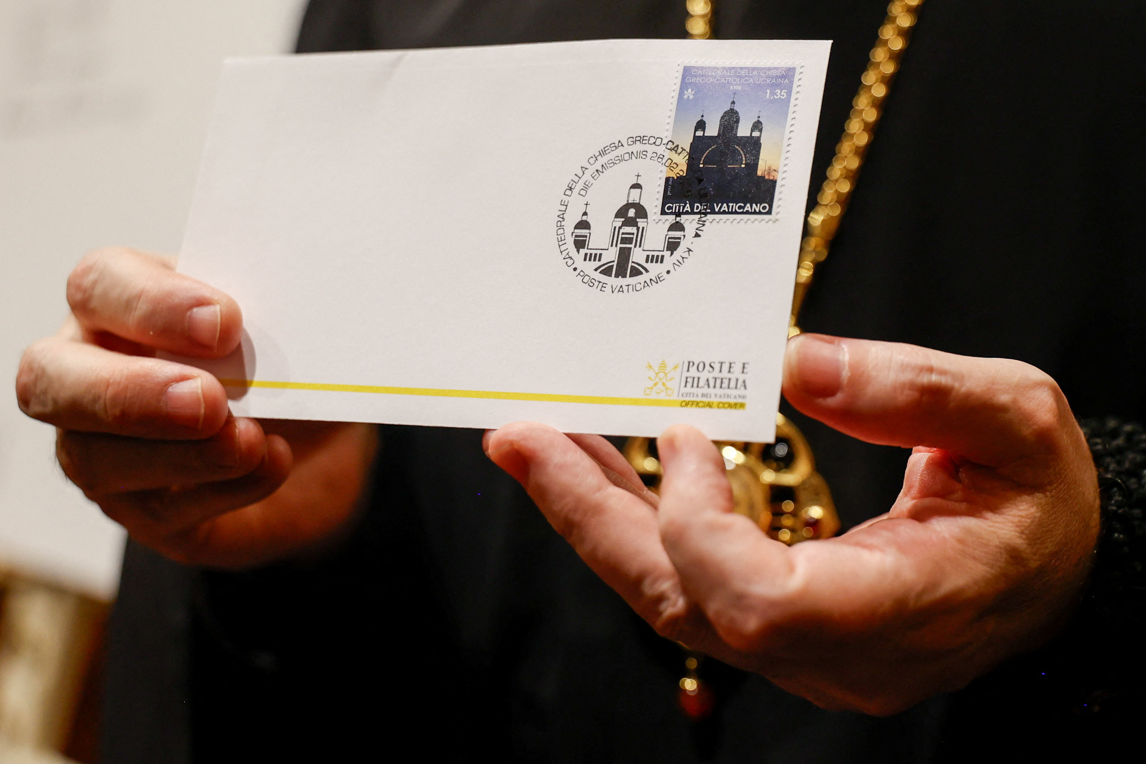 Vatican unveils unusual postage stamp honouring Catholics in Ukraine