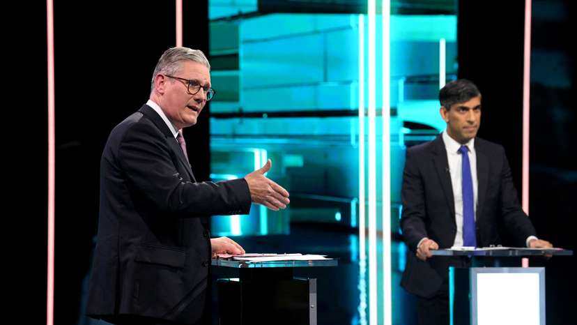 Labour Party leader Keir Starmer and Prime Minister and Conservative Party leader Rishi Sunak debate, in Manchester