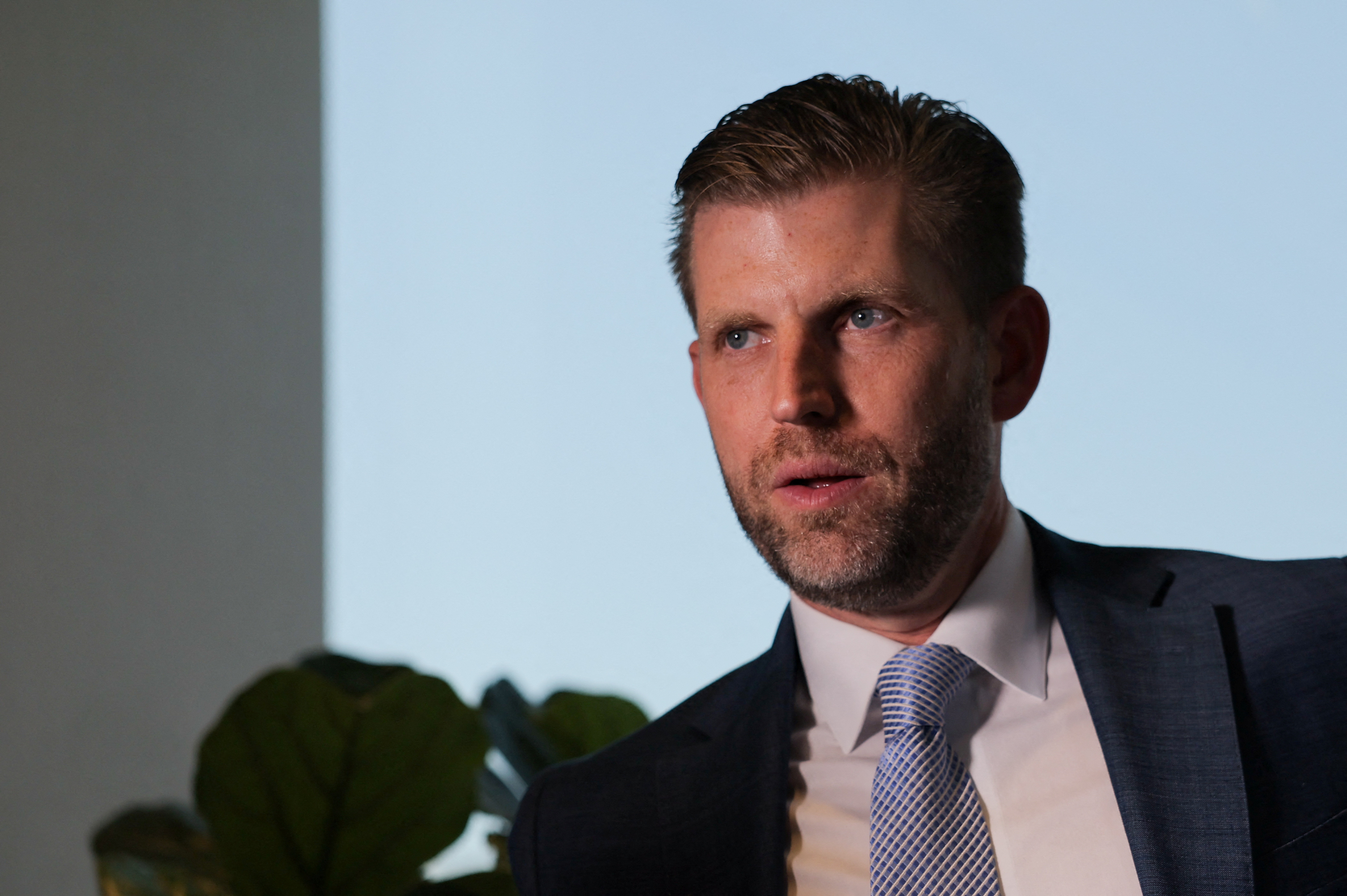 Executive Vice President of the Trump Organization, and son of U.S. President, Eric Trump attends an interview with Reuters in Dubai