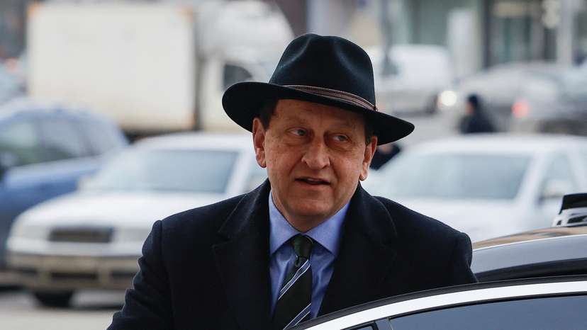 Ambassador of Germany to Russia Alexander Graf Lambsdorff is seen outside the Russian Foreign Ministry in Moscow