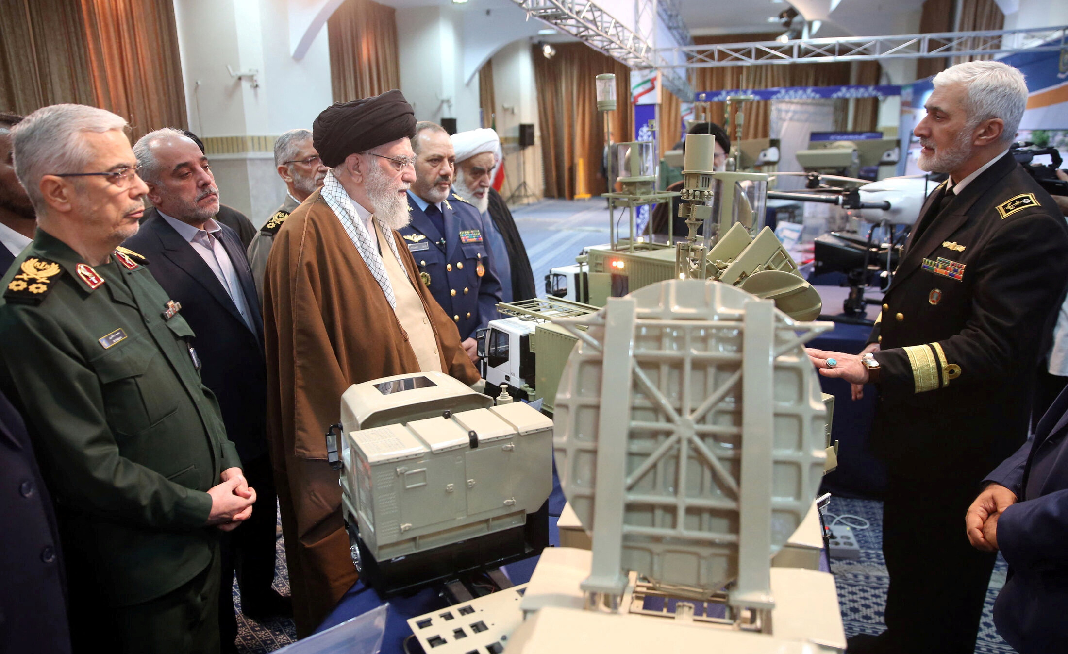 Iran's Supreme Leader Ayatollah Ali Khamenei visits the defence achievements exhibition in Tehran