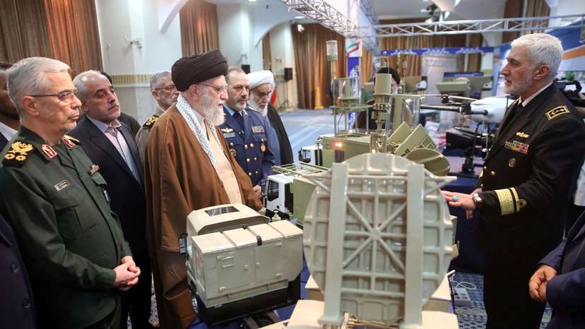 Iran's Supreme Leader Ayatollah Ali Khamenei visits the defence achievements exhibition in Tehran