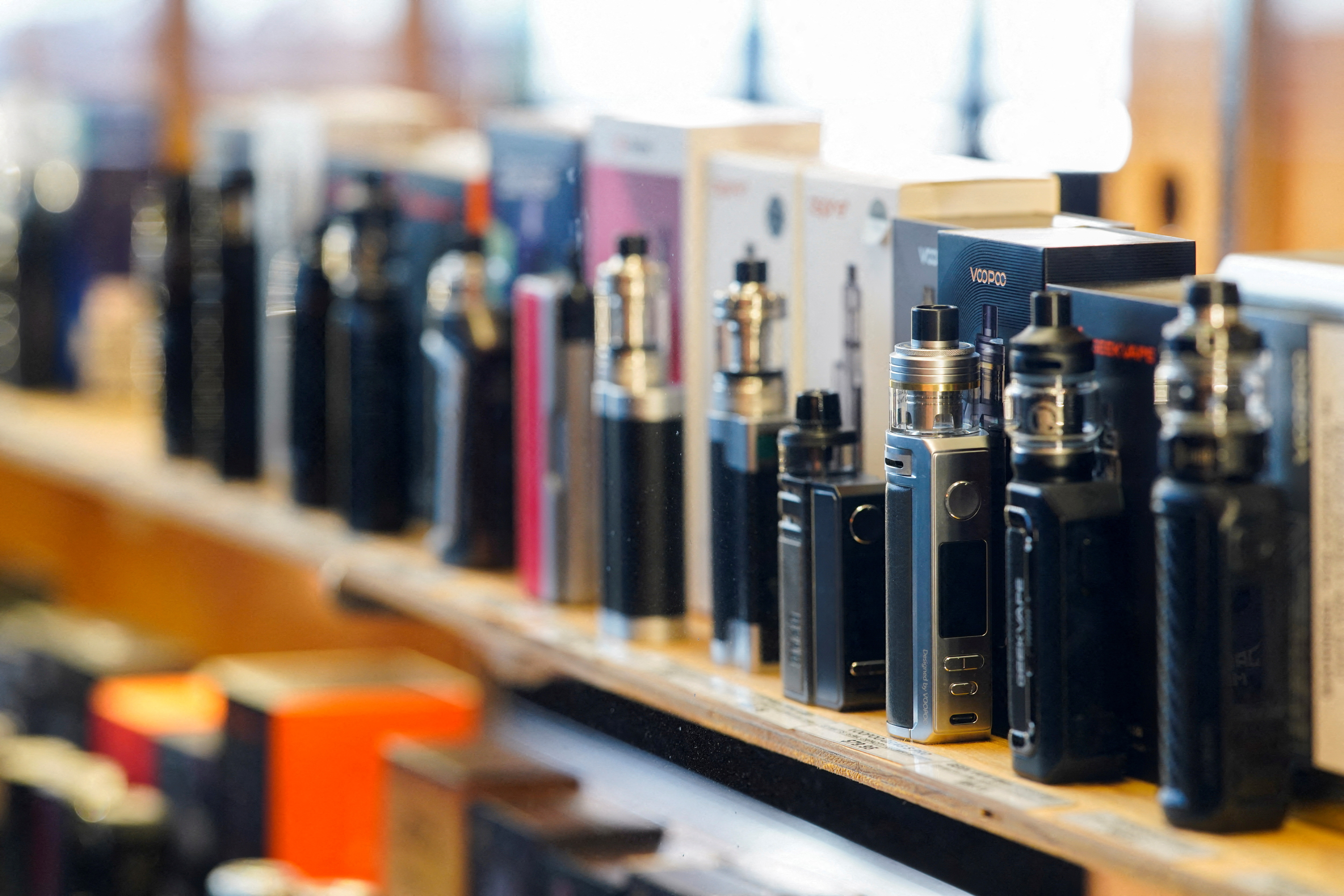FILE PHOTO: Vaping products displayed at a vape store
