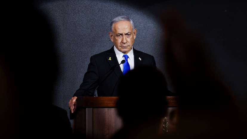 Israeli Prime Minister Benjamin Netanyahu attends the U.S. Independence Day reception, hosted by Newsmax, in Jerusalem