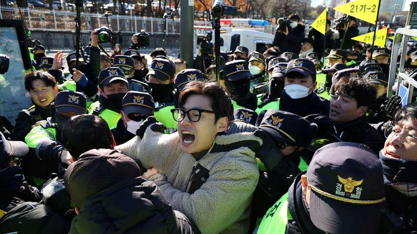 Protest to demand the government scrap plans to pass a bill to enforce a ban on eating dog meat in Seoul