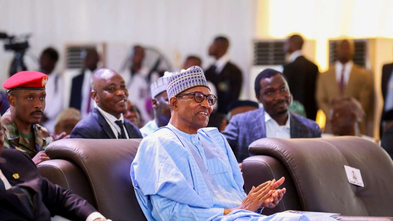 Nigeria's President Buhari attends the commissioning of Dangote Petroleum refinery in Ibeju-Lekki, Lagos