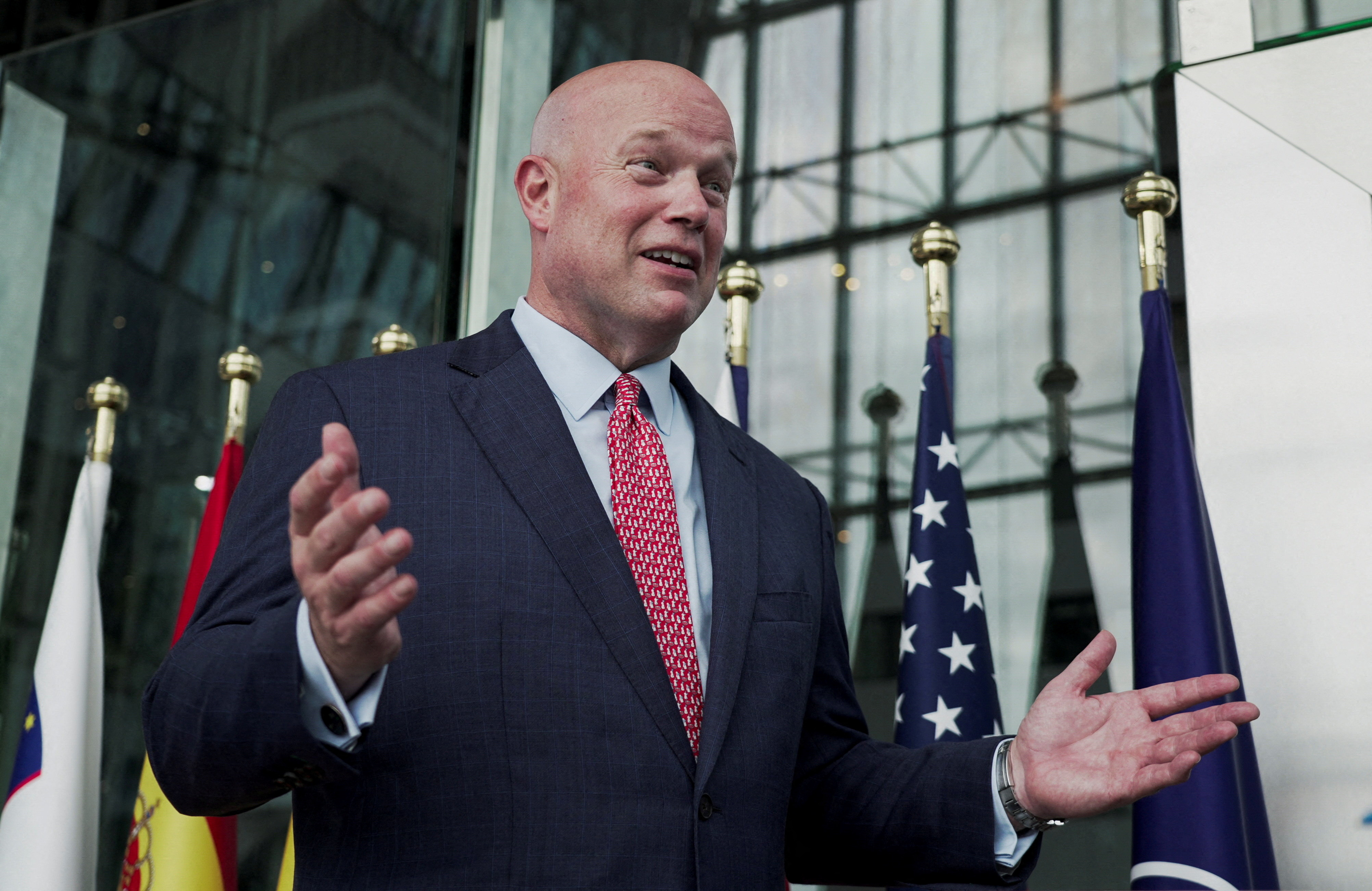 FILE PHOTO: U.S. Ambassador to NATO Matthew Whitaker speaks during an interview with Reuters