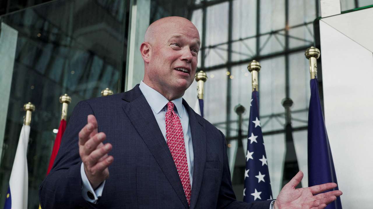 FILE PHOTO: U.S. Ambassador to NATO Matthew Whitaker speaks during an interview with Reuters