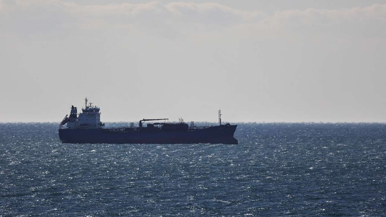 A view shows a cargo vessel in Nakhodka Bay