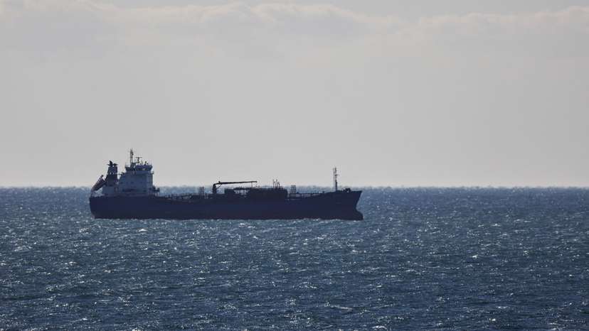 A view shows a cargo vessel in Nakhodka Bay