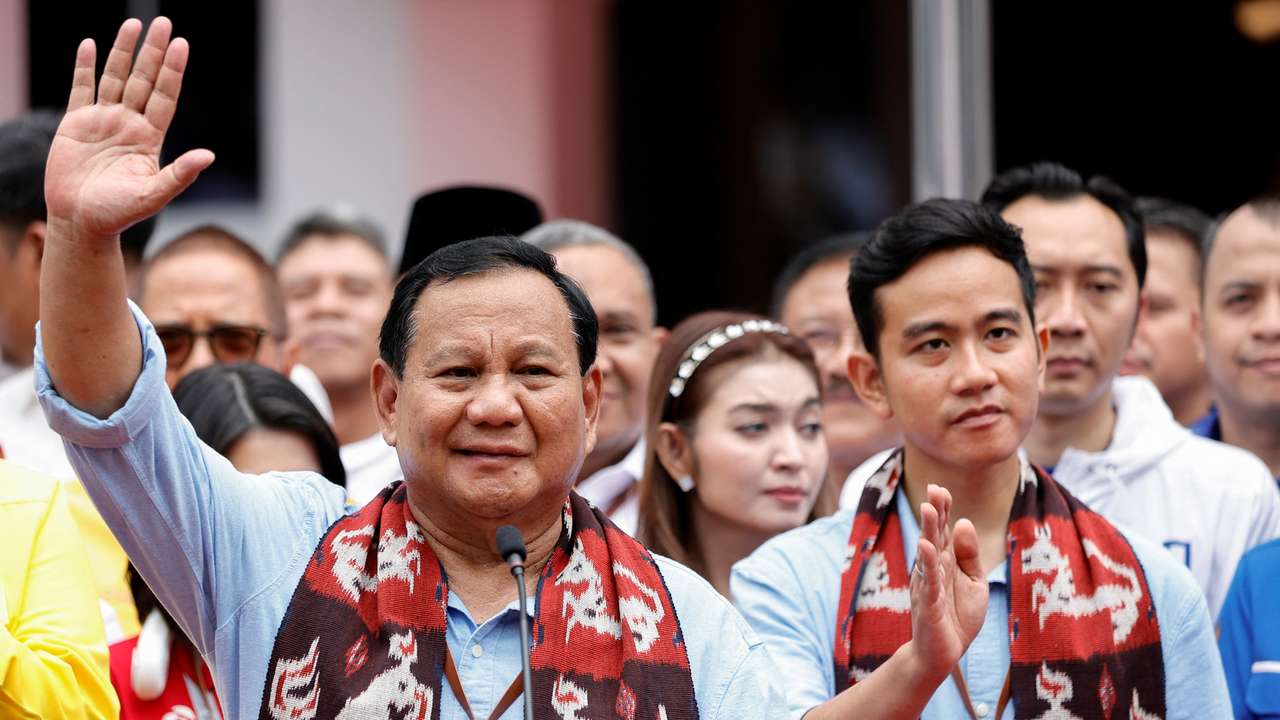 Indonesia's presidential candidate, Prabowo Subianto, and his running mate, Gibran Rakabuming Raka, register for the next year's election in Jakarta