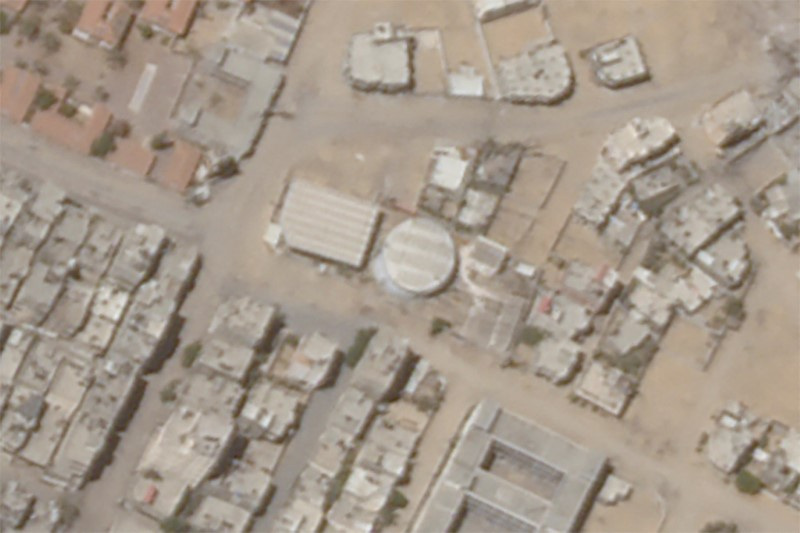 A satellite image shows the Canada Well water facility in Tel al-Sultan, Rafah, before the site was damaged in an Israeli Army explosion