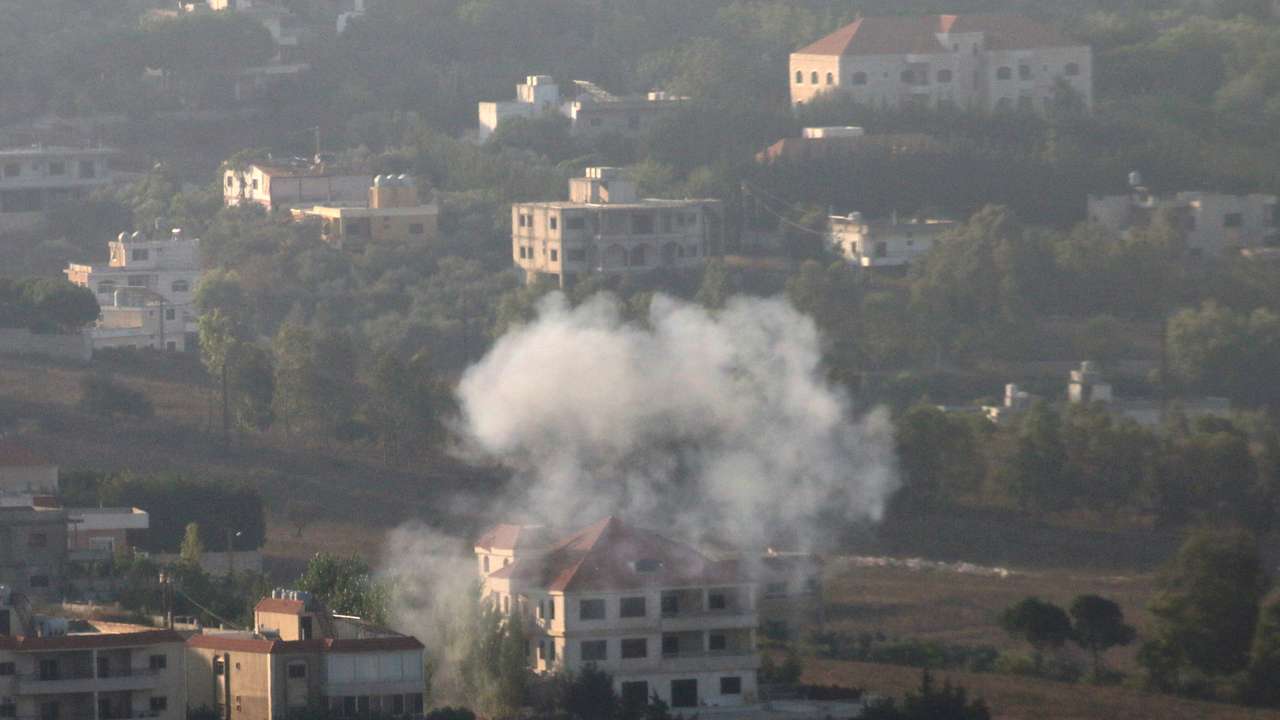 Smoke rises from the southern Lebanese town of Khiam