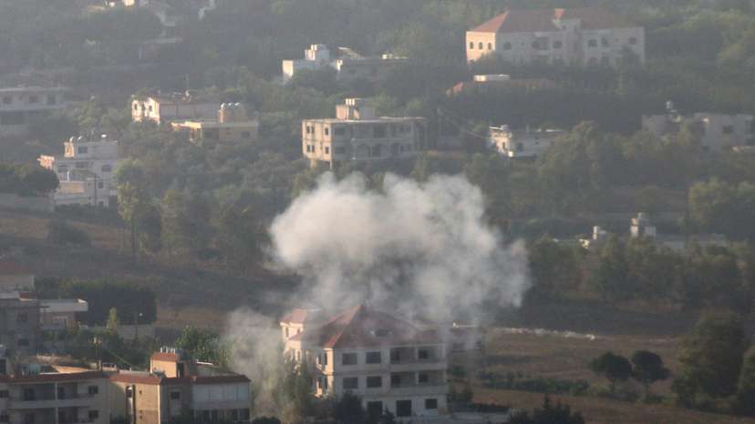 Smoke rises from the southern Lebanese town of Khiam