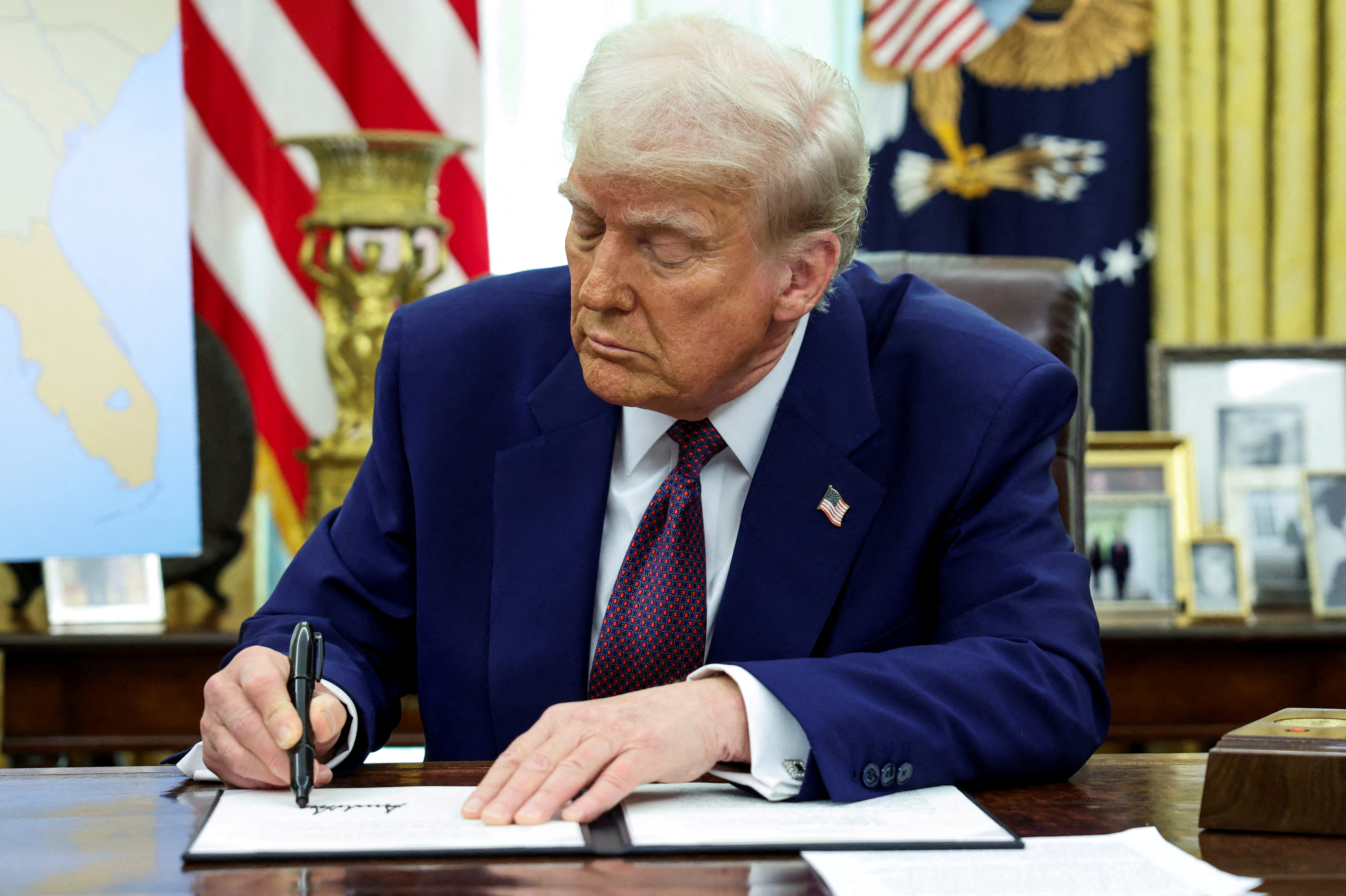 U.S. President Donald Trump signs executive orders for reciprocal tariffs in Washington
