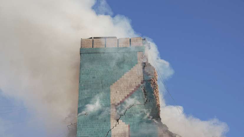 Aftermath of a Russian missile attack in Ternopil