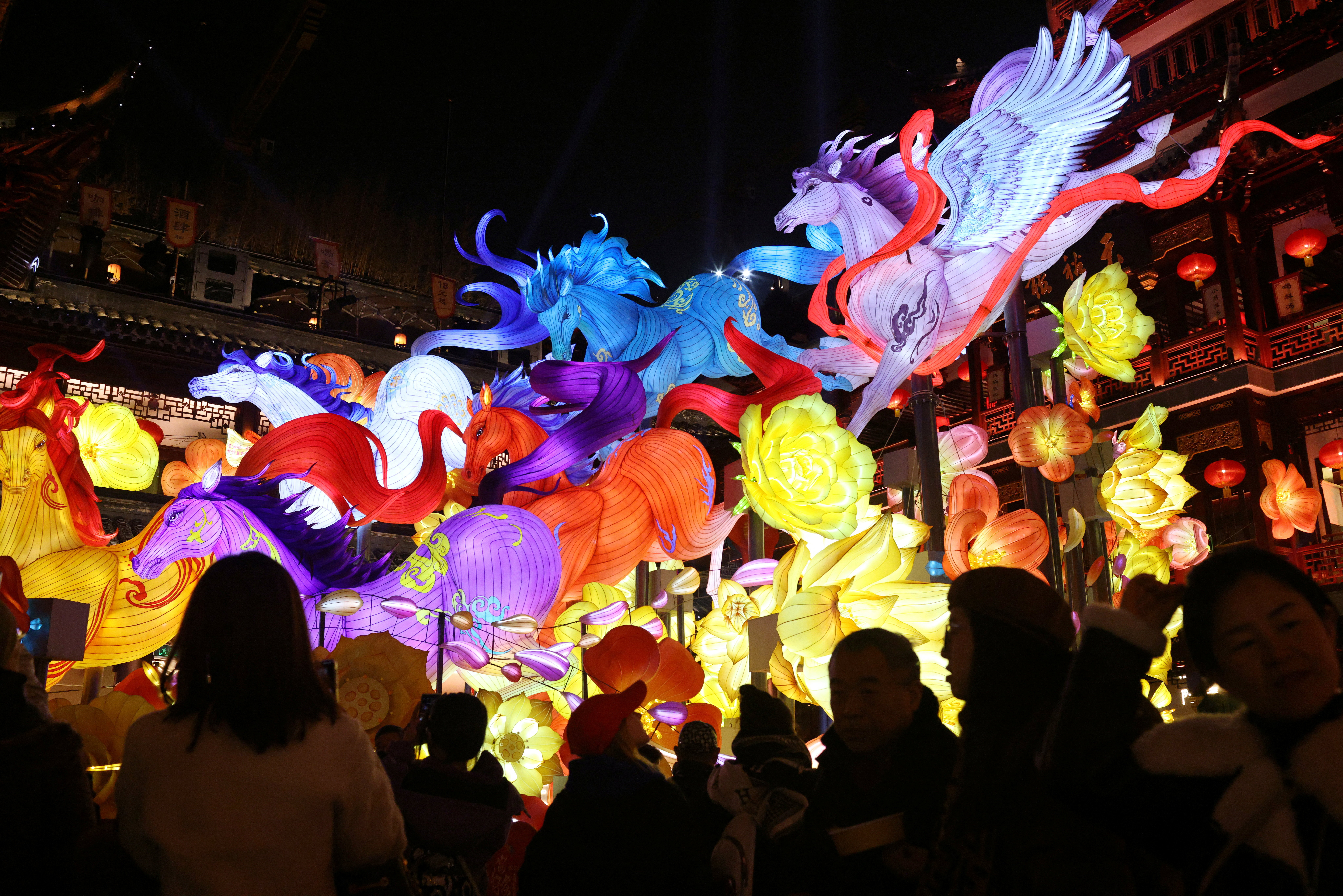 Lantern installations at Yuyuan Garden in Shanghai