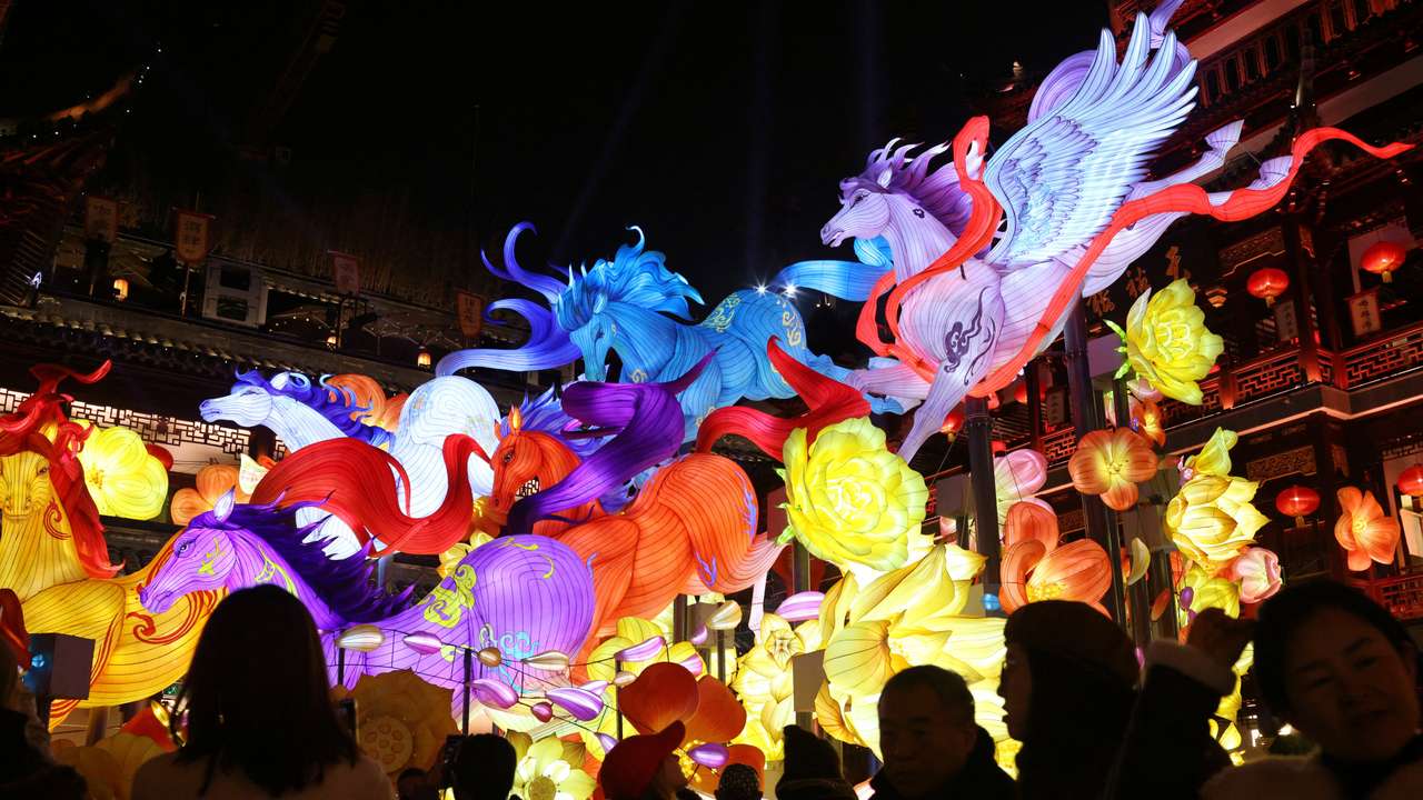 Lantern installations at Yuyuan Garden in Shanghai