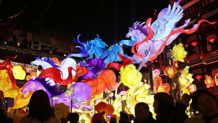 Lantern installations at Yuyuan Garden in Shanghai