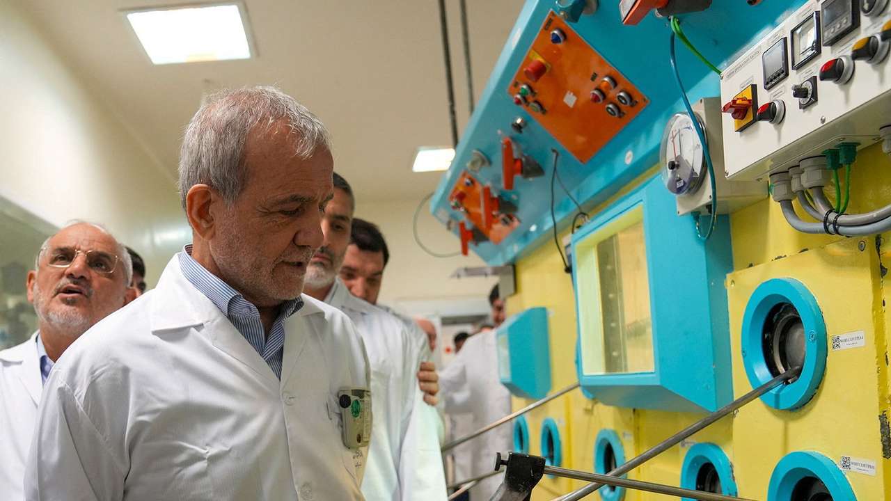 Iranian President Masoud Pezeshkian visits the Iranian Atomic Energy Organisation in Tehran