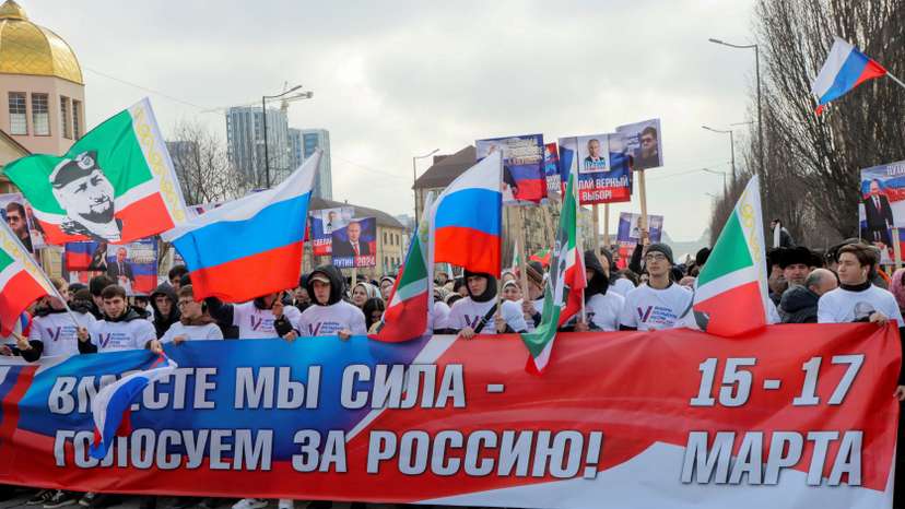 People mark upcoming presidential election in Grozny