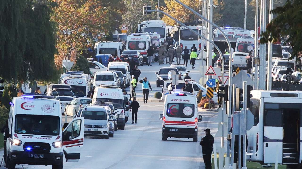 A general view of the entrance of the headquarters of Turkey's aviation company TUSAS in Ankara