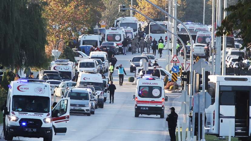 A general view of the entrance of the headquarters of Turkey's aviation company TUSAS in Ankara