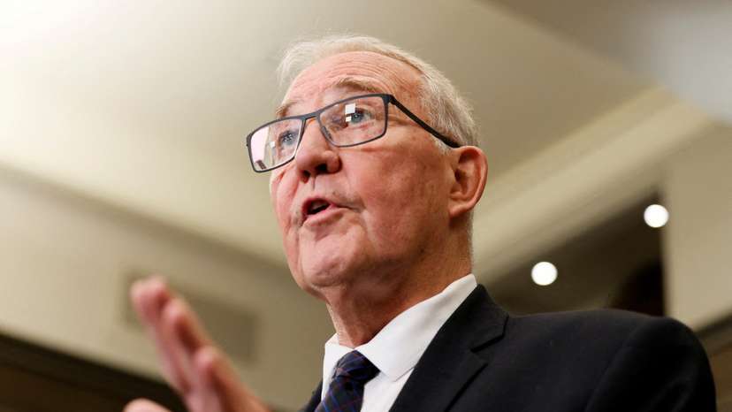 FILE PHOTO: Canada's Minister of National Defence Bill Blair holds a press conference in the House of Commons foyer on Parliament Hill in Ottawa