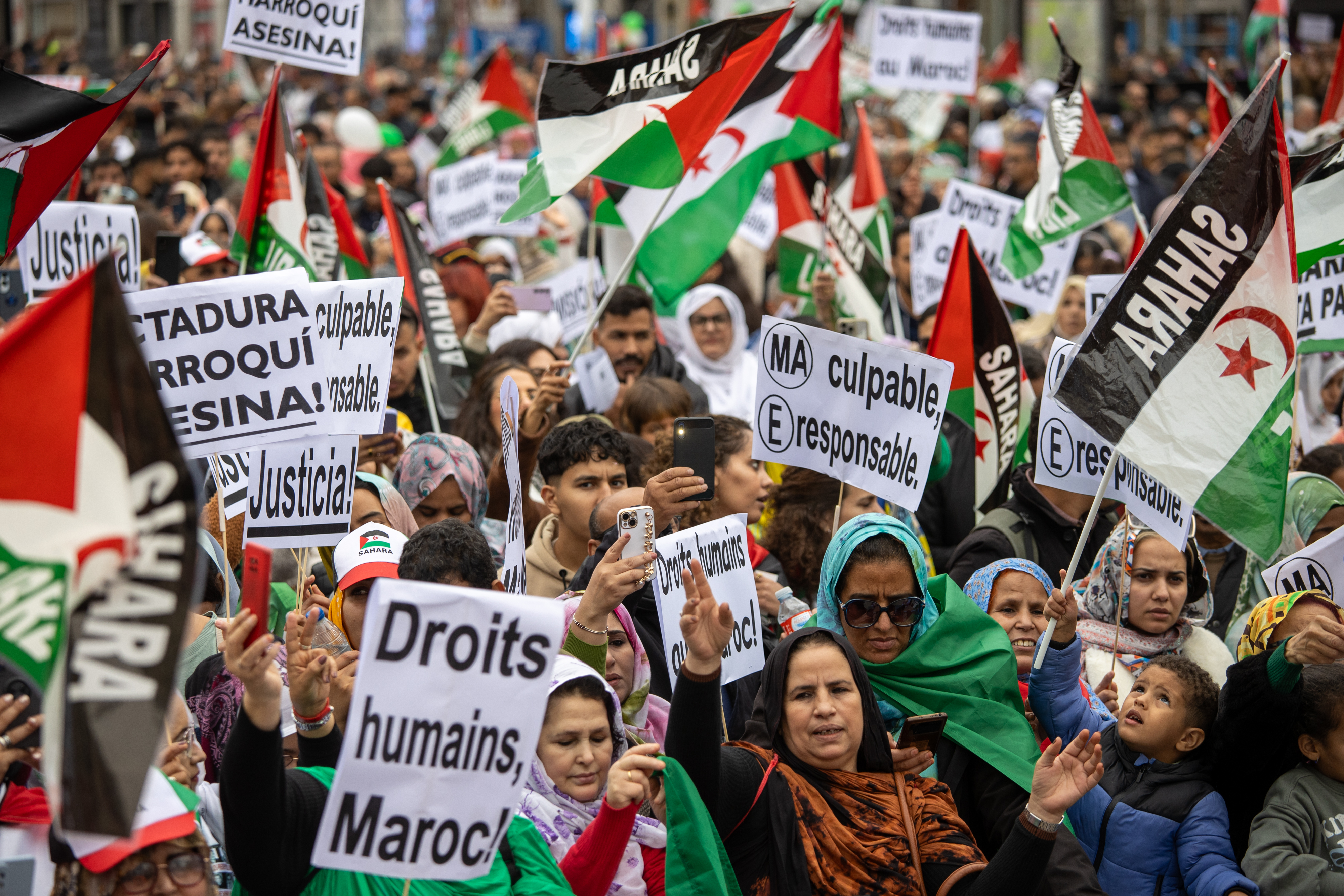 Saharahuis demonstration in Madrid, Spain - 16 Nov 2024