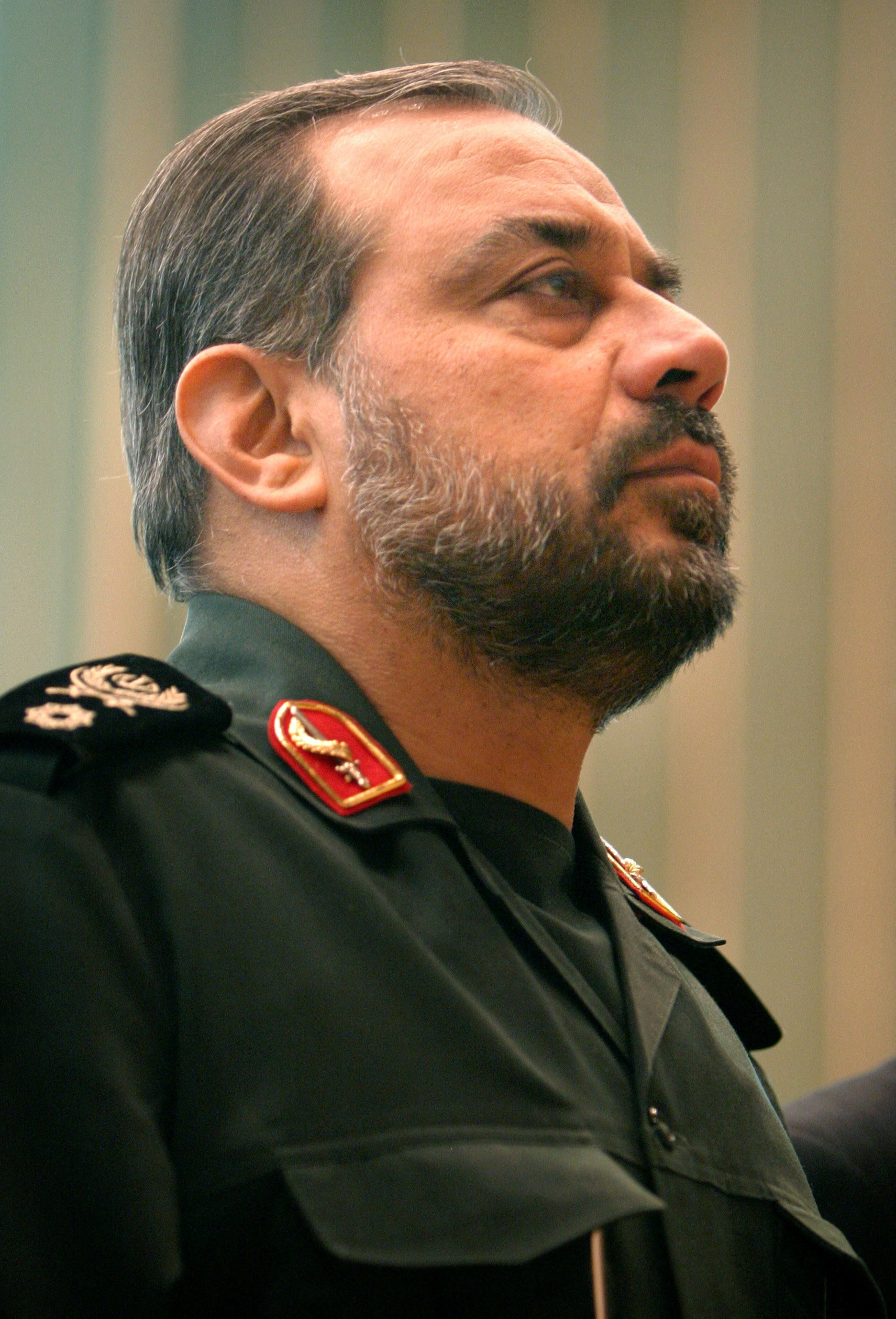 FILE PHOTO: Iran's Deputy Revolutionary Guards Commander Zolqadr stands at attention during playing of national anthem in Tehran