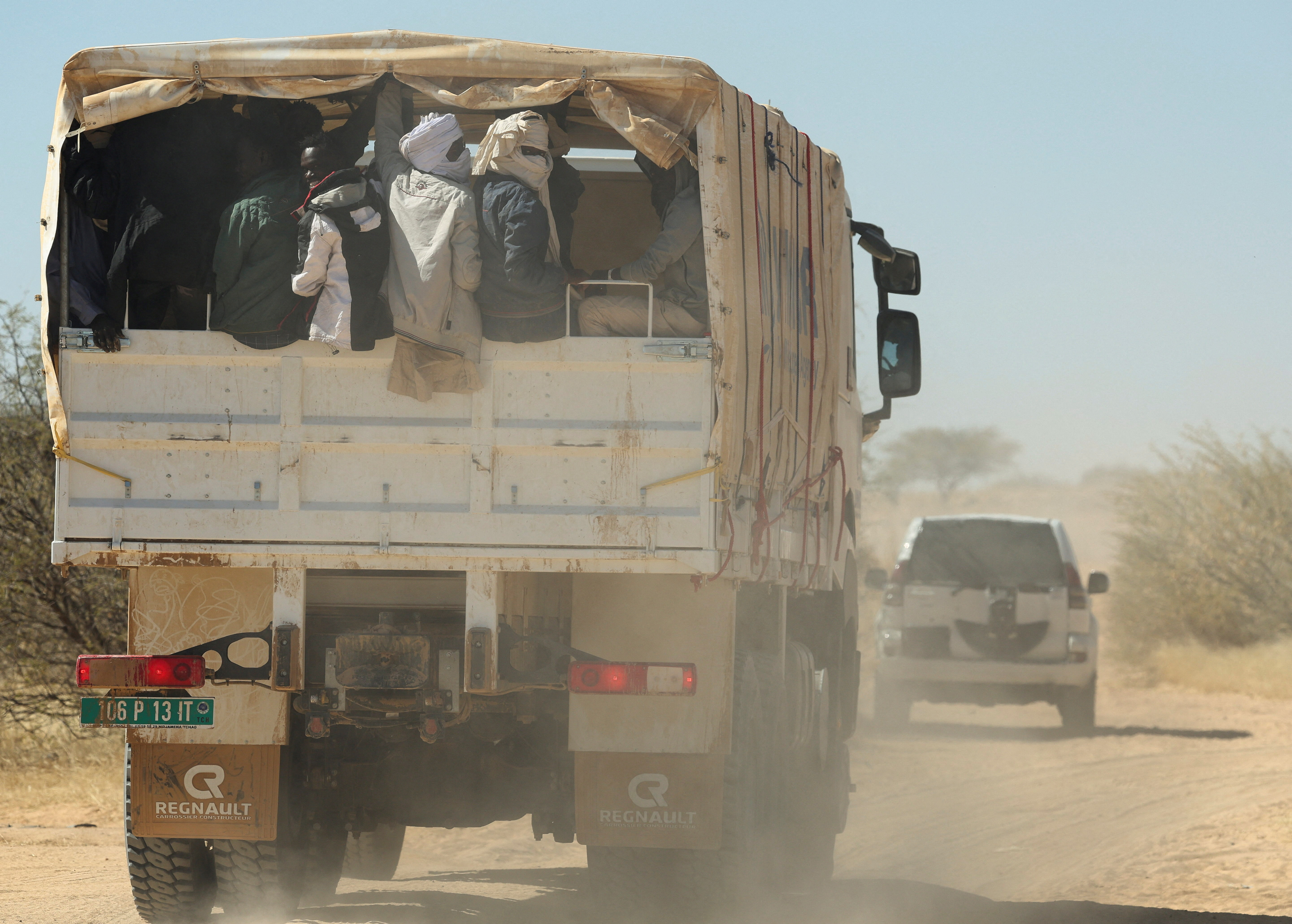 Sudanese refugees from al-Fashir are transported by UNHCR from Tine to the Tuloum refugee camp at the eastern of Chad