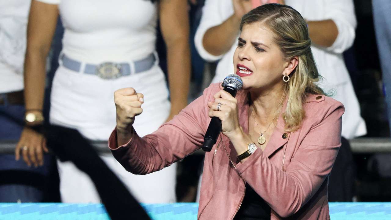 Costa Rica presidential candidate Laura Fernandez' closing campaign rally, ahead of the February 1 general election, in Heredia