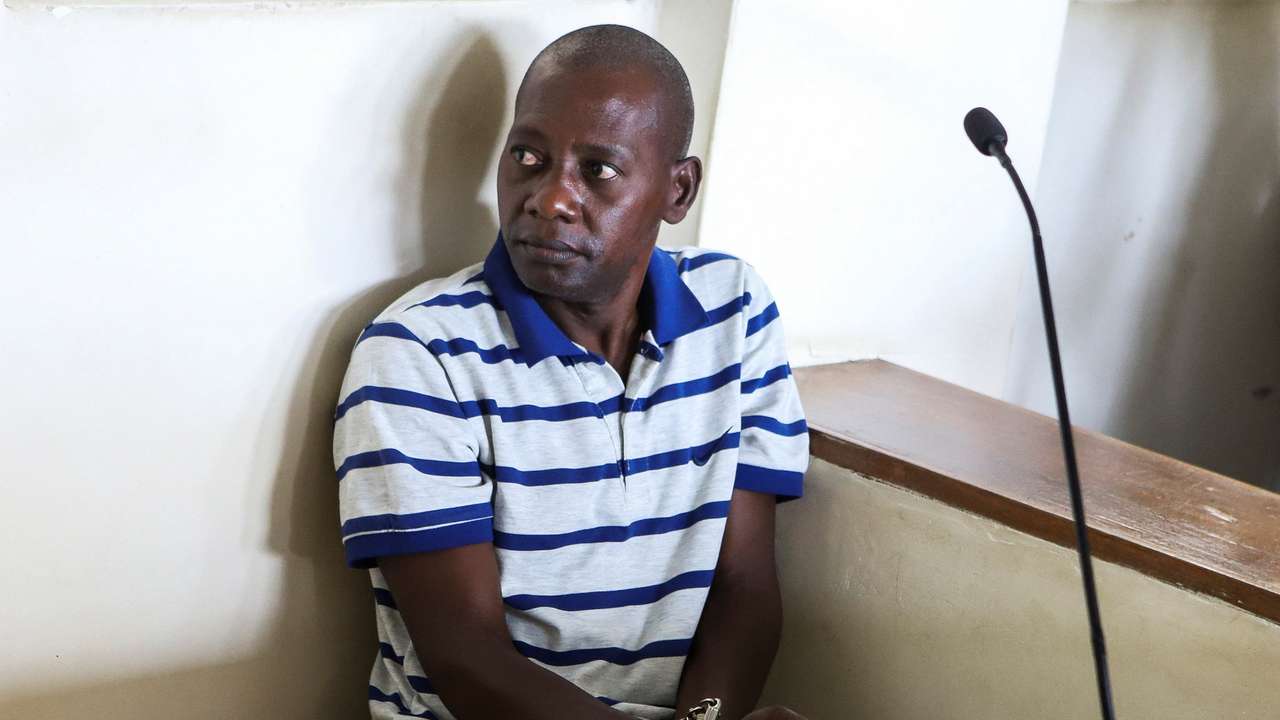 Paul Mackenzie, a Kenyan cult leader accused of ordering his followers, who were members of the Good News International Church, to starve themselves to death in Shakahola forest, sits in the dock at the Malindi Law Courts