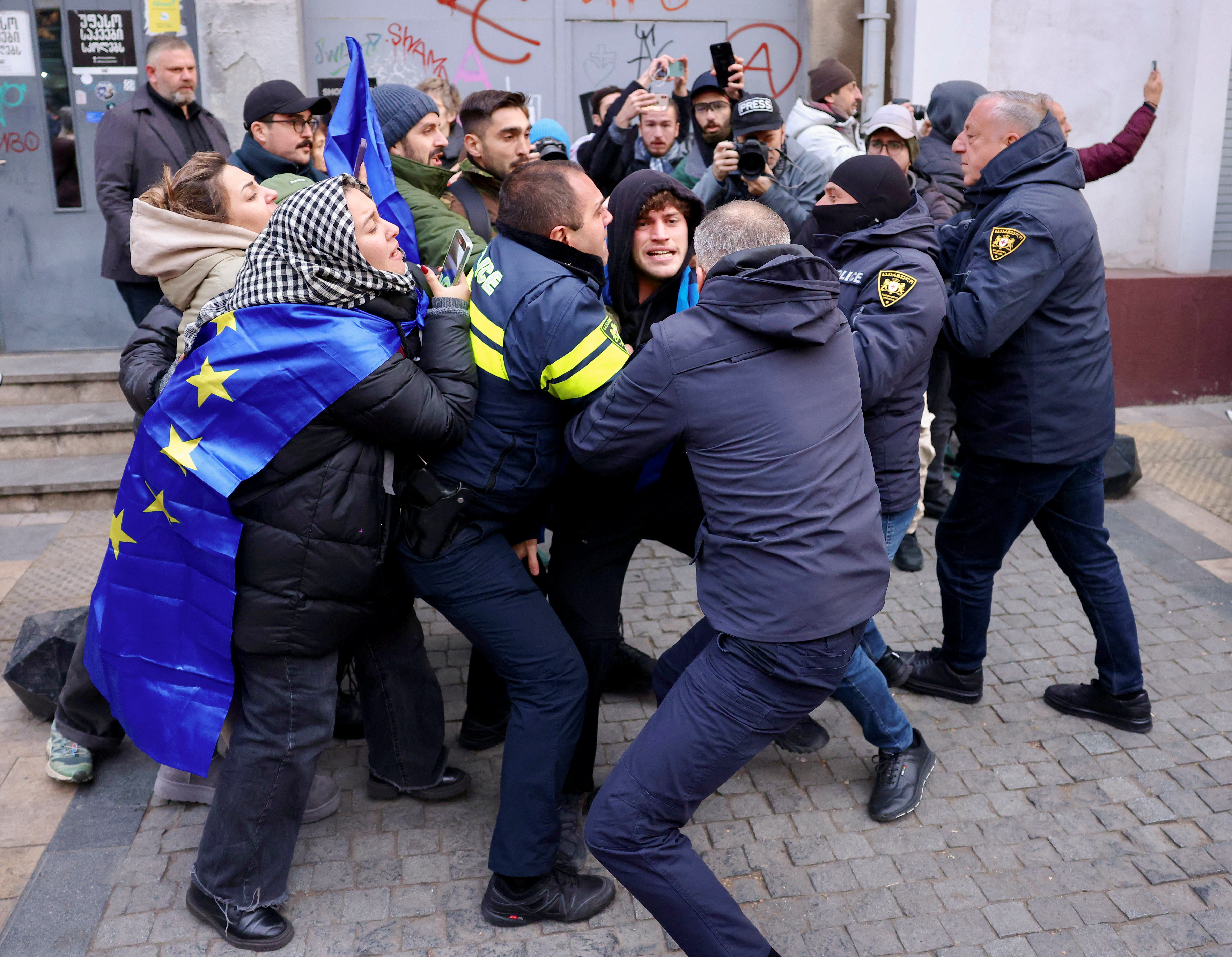 Police in Georgia break up opposition protest over election results