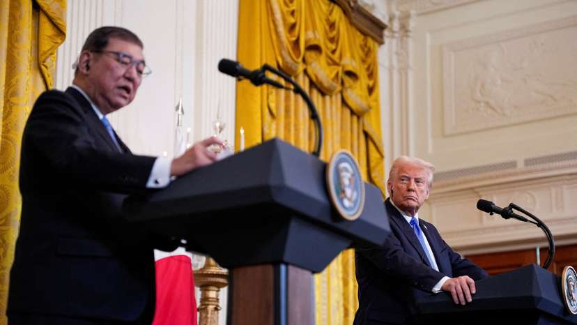 FILE PHOTO: U.S. President Donald Trump meets with Japan's Prime Minister Shigeru Ishiba at the White House