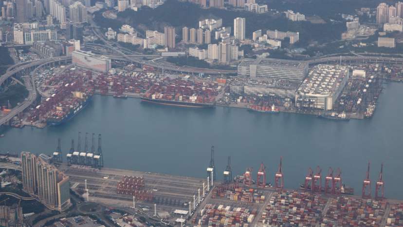 Aerial view of Kwai Tsing Container Terminals in Hong Kong