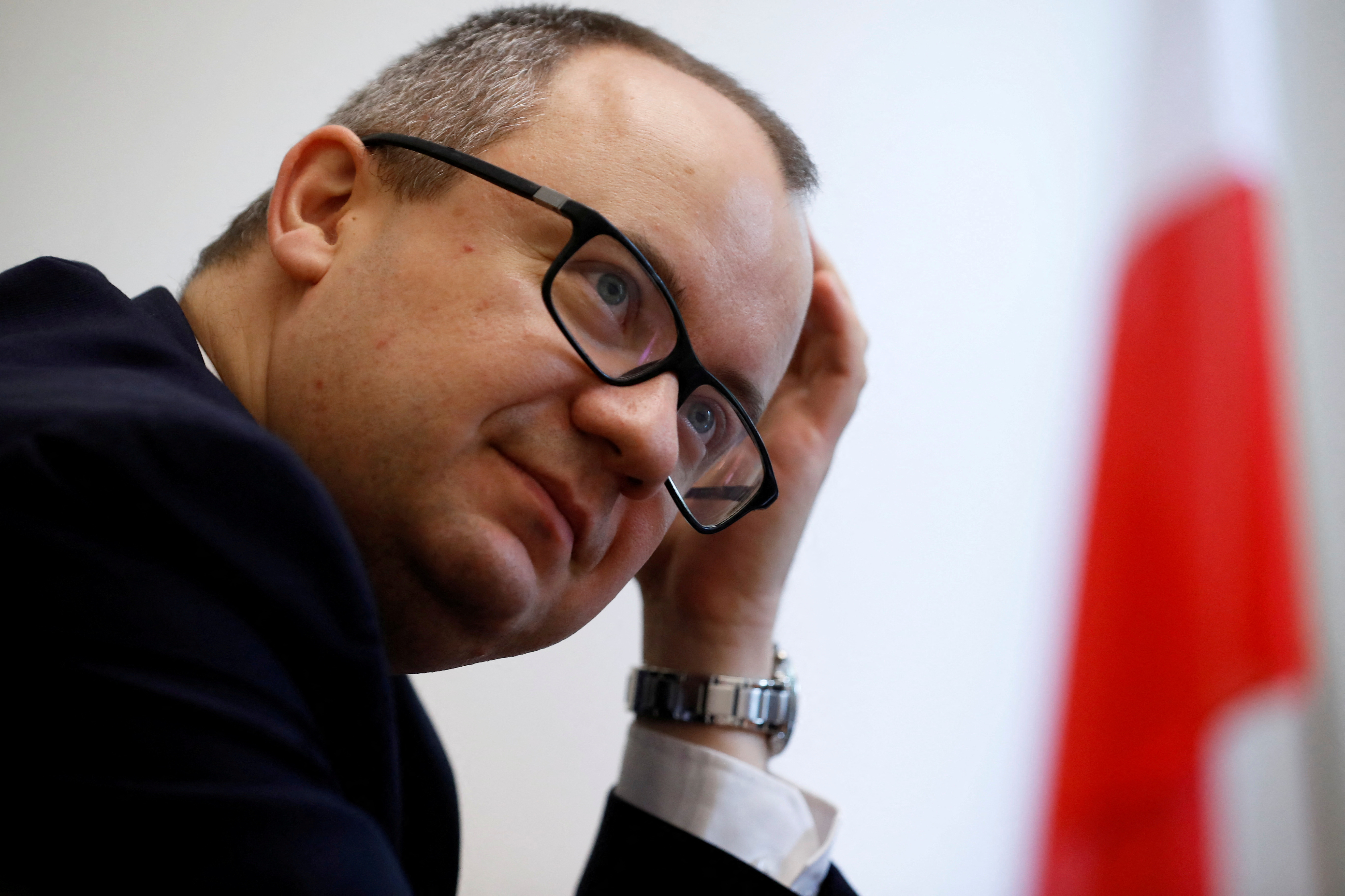FILE PHOTO: Adam Bodnar, then Poland's Commissioner for Human Rights speaks during an interview with Reuters in Warsaw