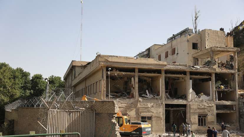 A view shows the aftermath of an Israeli strike on Evin Prison, in Tehran